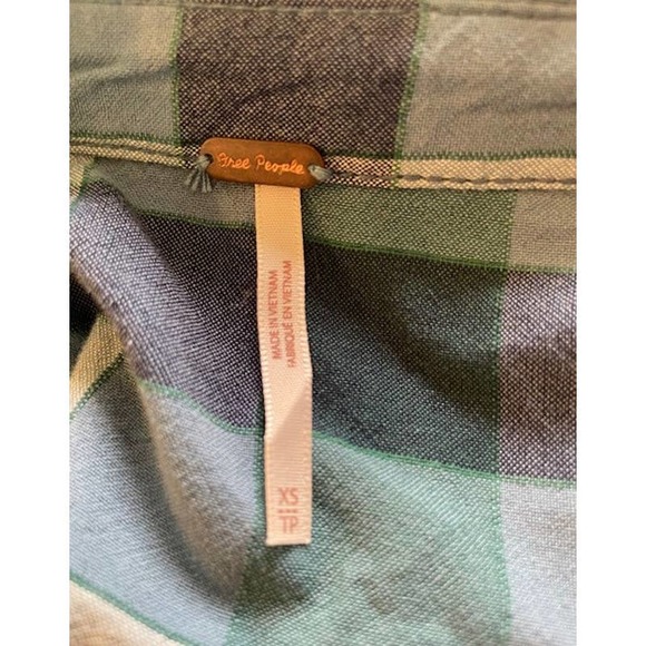 Free People Women's Plaid Button Up Long Sleeve Shirt w/ Raw Edge Hem‎ Size XS - Picture 5 of 5